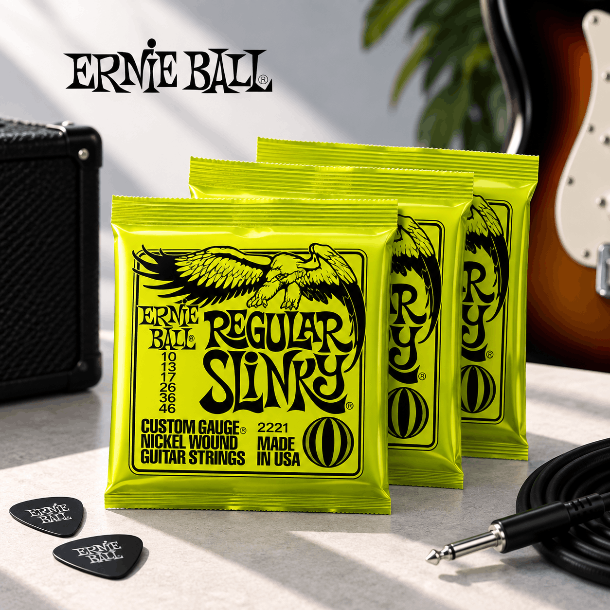 Ernie Ball 2221 Regular Slinky Nickel Wound Electric Guitar Strings 10-46